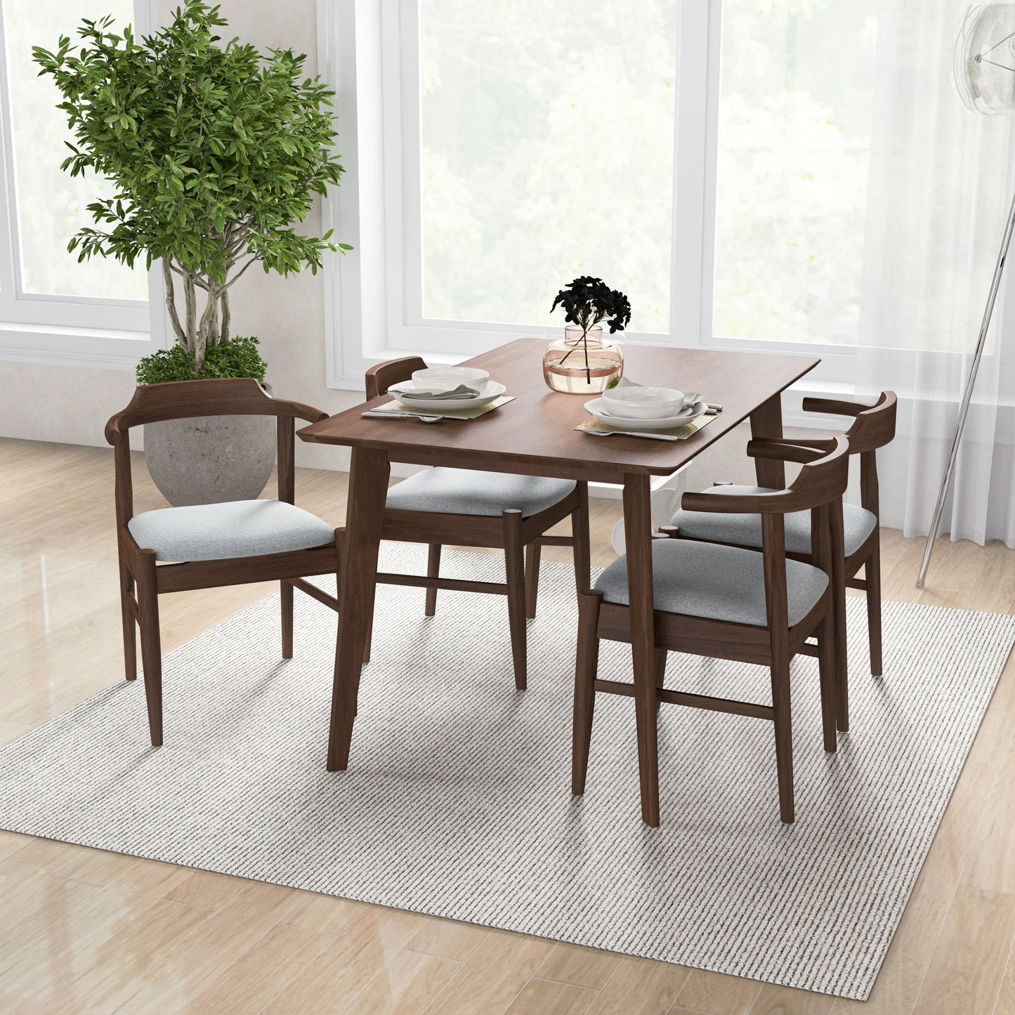 Dining Set, Carlos Small Walnut Table with 4 Daisy Gray Chairs | Ashcroft Furniture | Houston TX | The Best Drop shipping Supplier in the USA