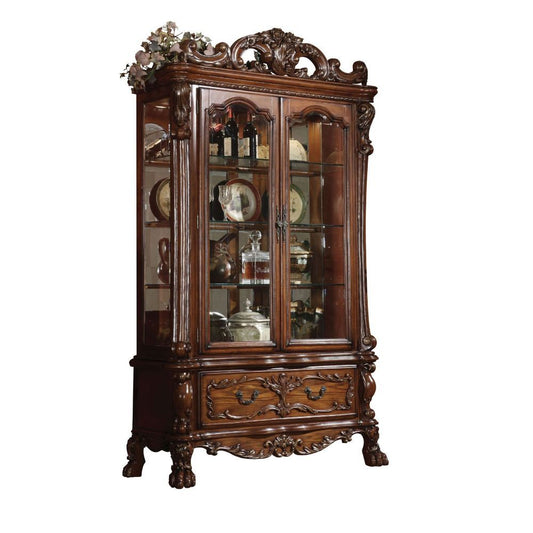 Dresden Curio Cabinet, Cherry Oak (1Set/2Ctn) - 12158