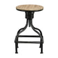 Vintage Metal Frame Swivel Counter Bar Stool With Round Padded Seat, Brown And Gray - BM49341