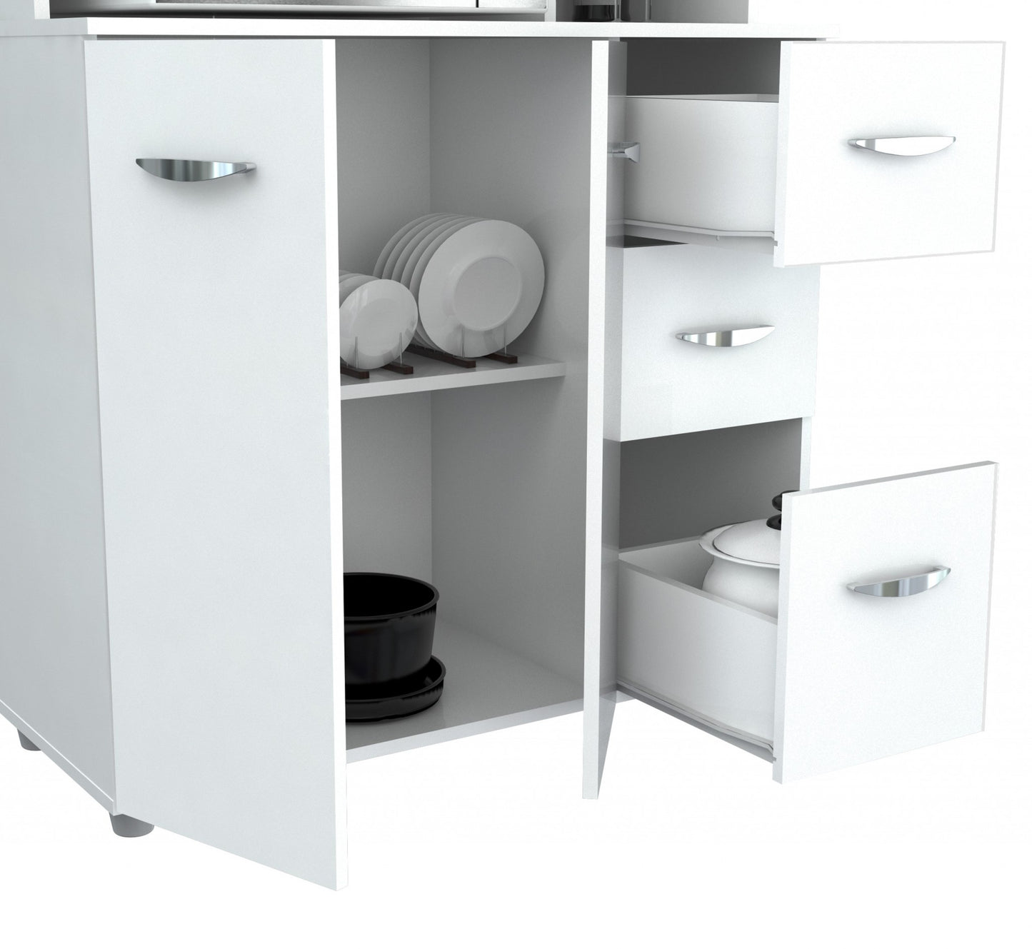 White Finish Wood Kitchen Storage Cabinet- 249840