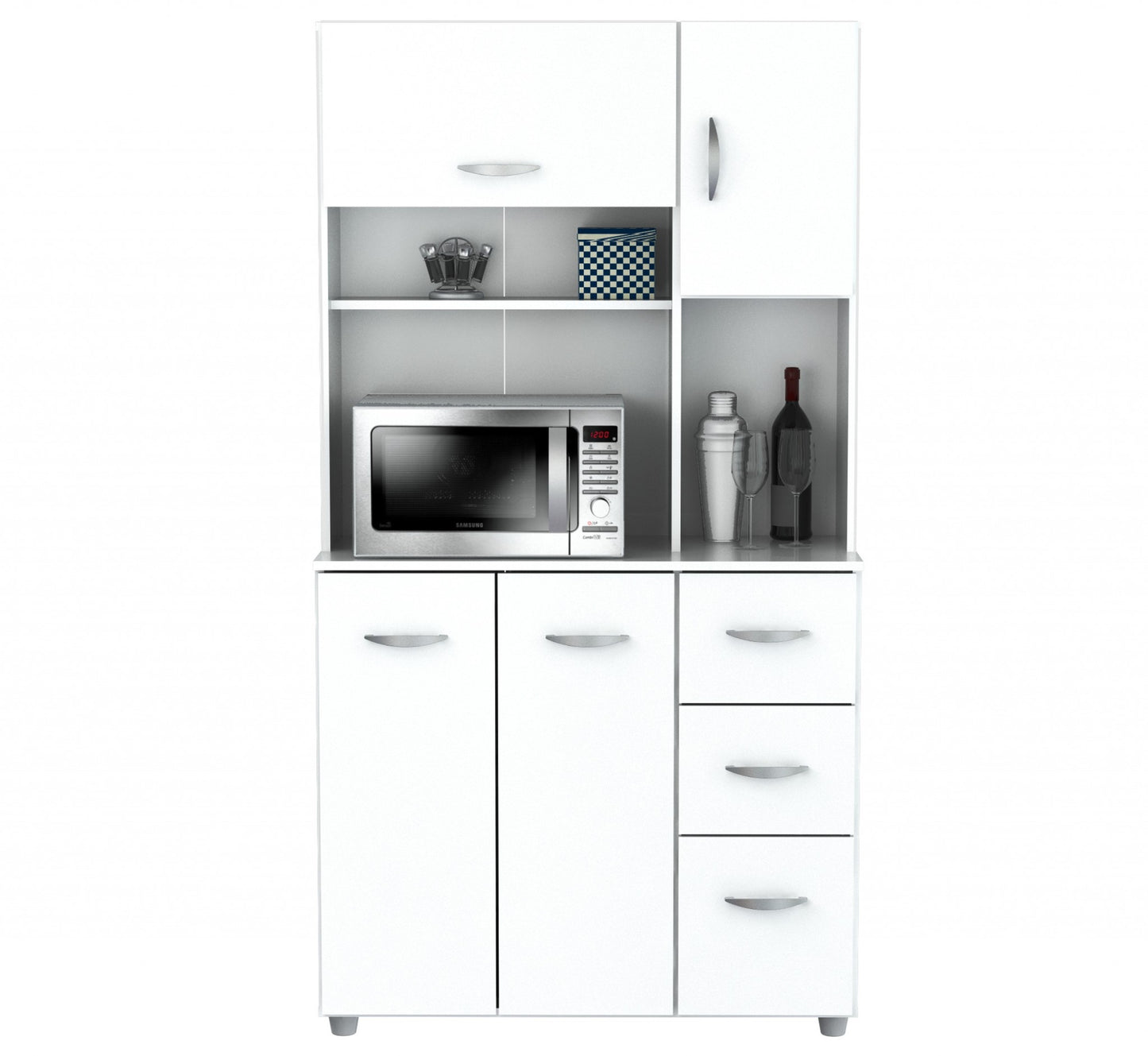 White Finish Wood Kitchen Storage Cabinet- 249840