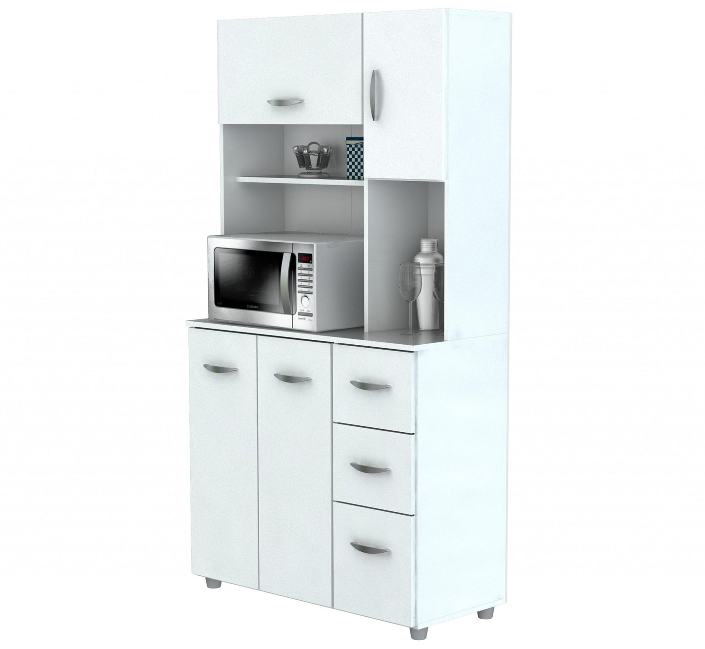 White Finish Wood Kitchen Storage Cabinet- 249840