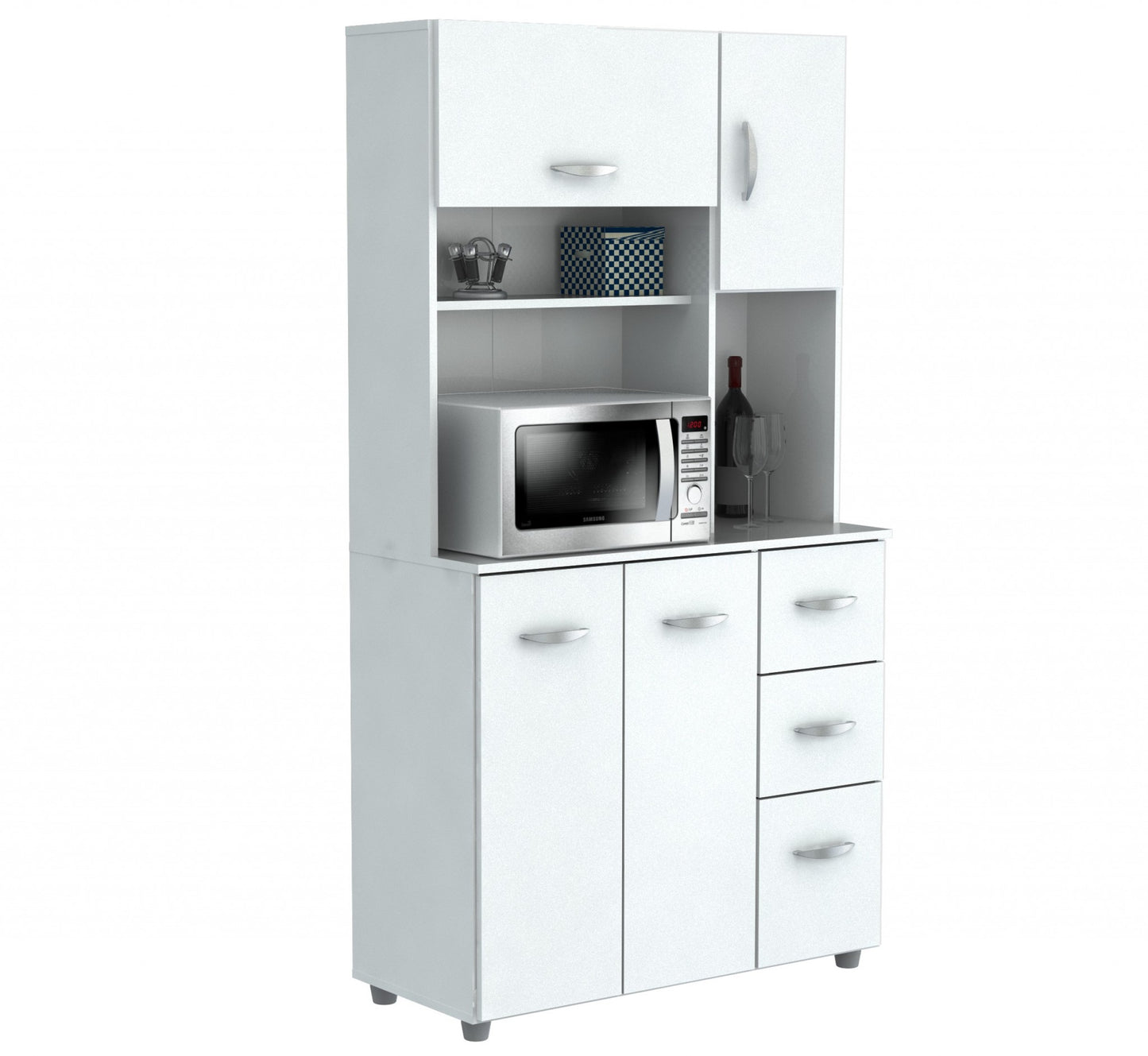 White Finish Wood Kitchen Storage Cabinet- 249840