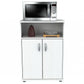 White Finish Wood Microwave Cart With Cabinet- 249842