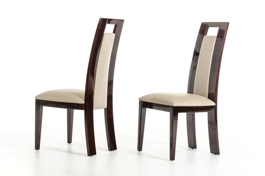 Set Of Two Taupe And Brown Ash Solid Back Dining Chairs- 282994