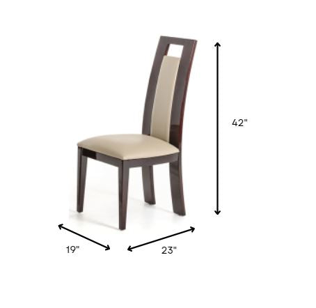 Set Of Two Taupe And Brown Ash Solid Back Dining Chairs- 282994