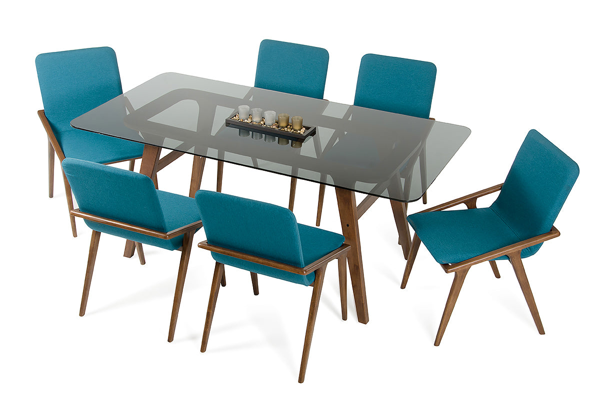 Sleek Smoke Tempered Glass Dining Table- 283834