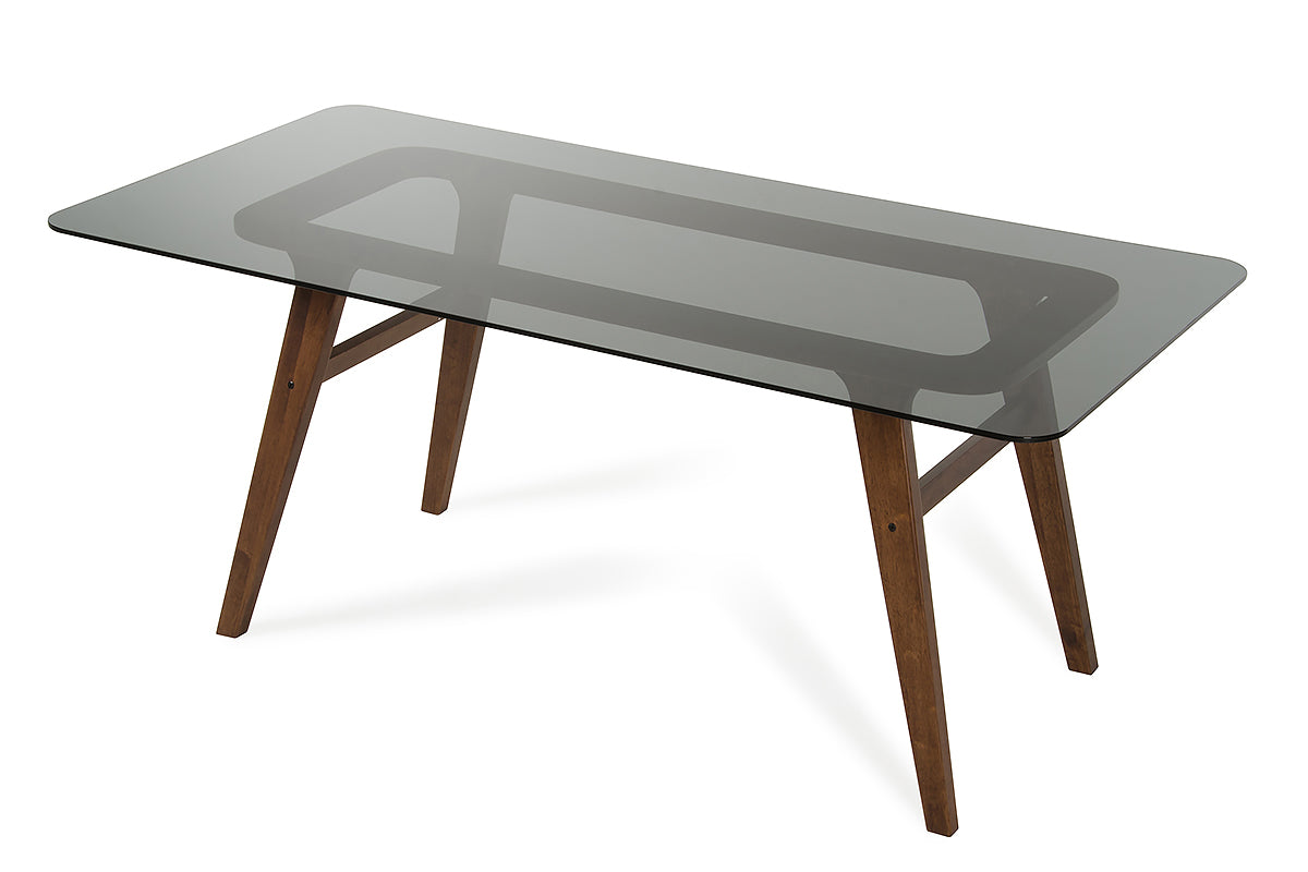 Sleek Smoke Tempered Glass Dining Table- 283834