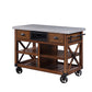 Brown And Silver 48" Rolling Kitchen Cart With Storage-285820