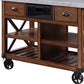 Brown And Silver 48" Rolling Kitchen Cart With Storage-285820