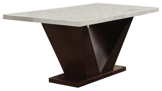 65" Contemporary White Marble And Walnut Dining Table- 286018