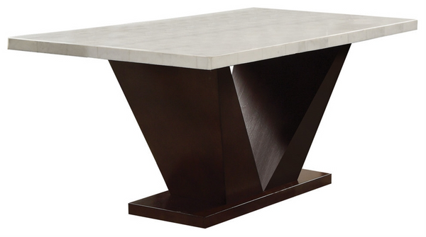 65 Contemporary White Marble And Walnut Dining Table- 286018
