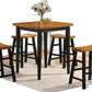 Five Piece Brown And Black Square Solid Wood Dining Set With Four Chairs