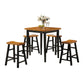 Five Piece Brown And Black Square Solid Wood Dining Set With Four Chairs