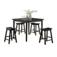 Five Piece Black Square Mix Of Solid And Manufactured Wood Dining Set With Four Chairs- 286135