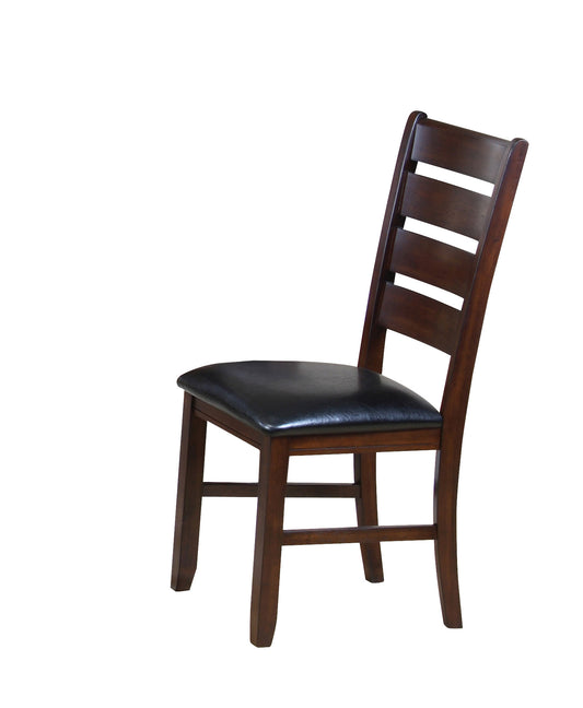 Set Of Two Espresso Upholstered Ladder Back Side Chairs- 286540