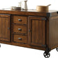 Rustic Farmhouse Warm Tobacco Rolling Kitchen Cart- 286605