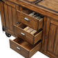 Rustic Farmhouse Warm Tobacco Rolling Kitchen Cart- 286605