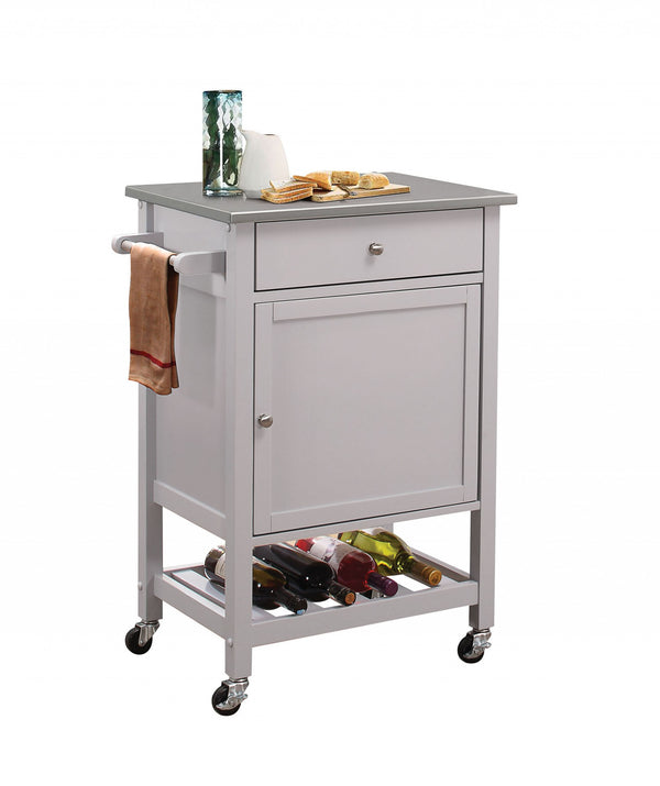 Stainless Steel And Gray Kitchen Cart- 286671