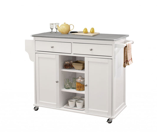Stainless Steel And White Kitchen Island- 286673