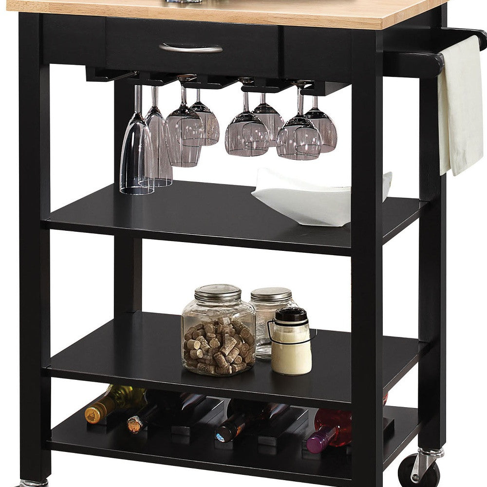 Natural And Black Kitchen Cart- 286678