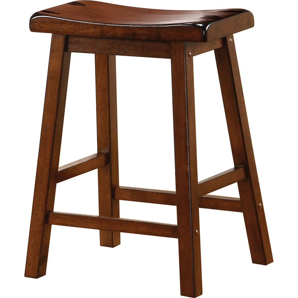 Wooden Casual Counter Height Stool, Chestnut Brown, Set Of 2 - BM69427