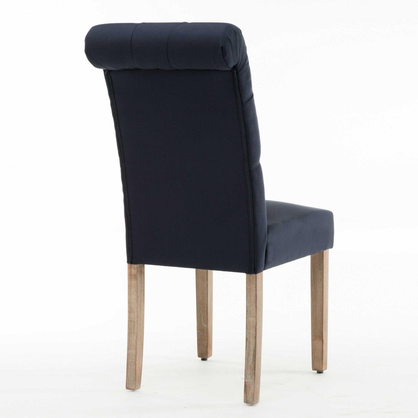 Blue Roll Top Tufted Linen Fabric Modern Dining Chair In A Set Of 2-303555