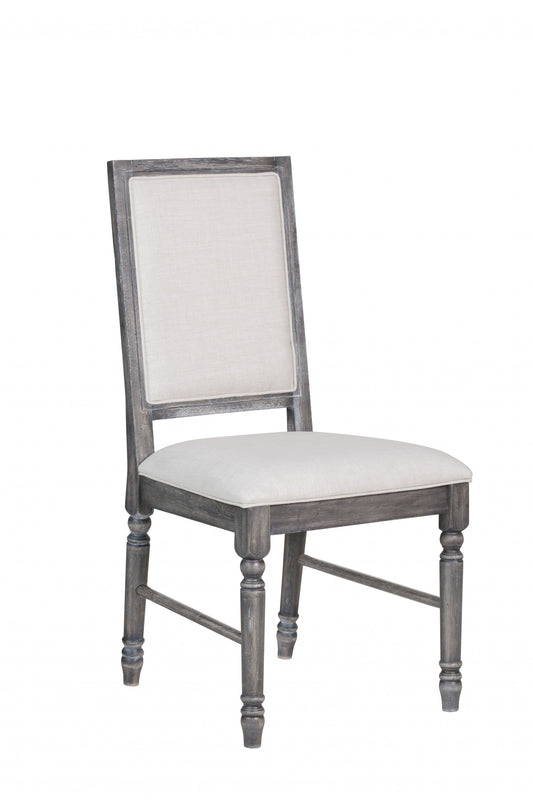 Set Of Two Gray Wood Upholstered Fabric Dining Chairs-318900