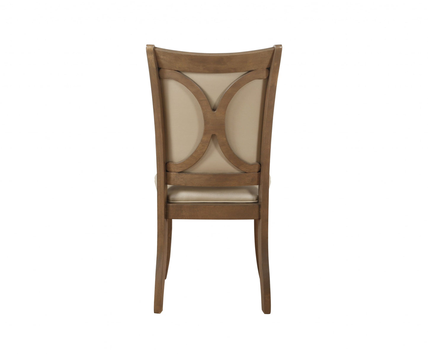 Set Of Two Beige Upholstered Faux Leather Dining Chairs- 318937