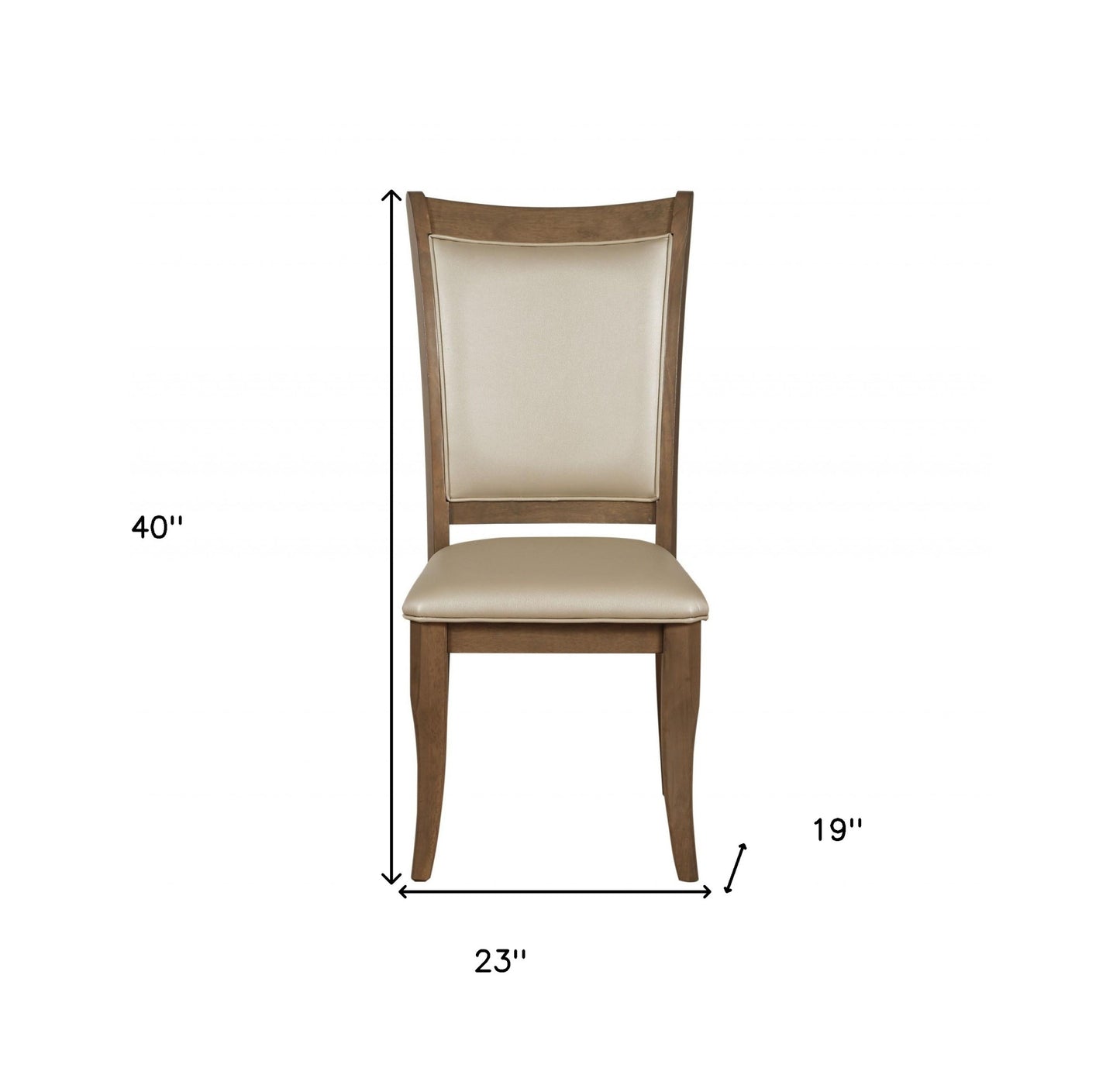 Set Of Two Beige Upholstered Faux Leather Dining Chairs- 318937