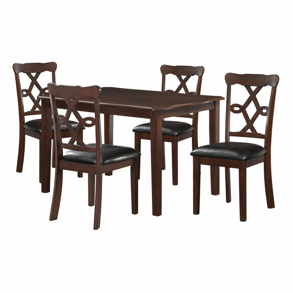 5Pc Black Leatherette And Espresso Dining Set- 318940