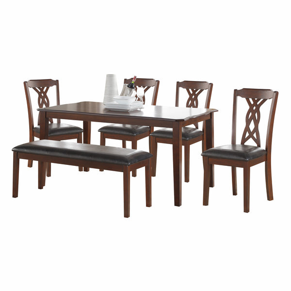 6Pc Black Leatherette And Espresso Dining Set- 318941