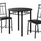 35" Black Leather Look Foam And Metal Three Pieces Dining Set-332564