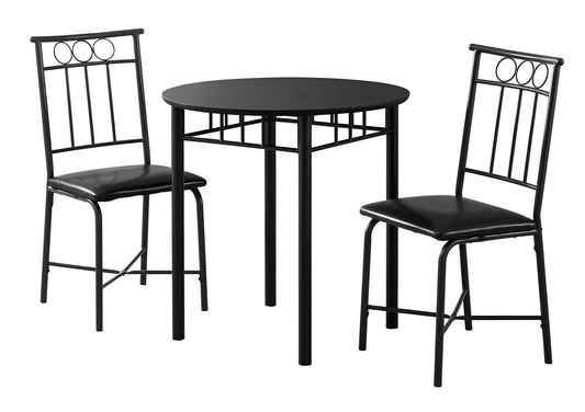 35" Black Leather Look Foam And Metal Three Pieces Dining Set-332564