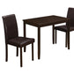 Cappuccino Solid Wood Foam Veneer Leatherlook 3Pcs Dining Set-332565