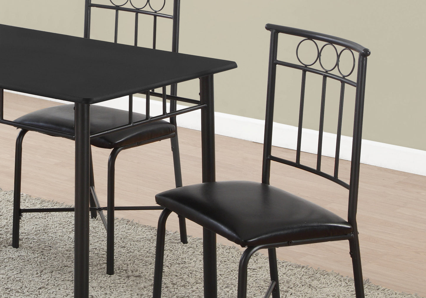 Black Metal Foam Polyurethane Leather Look Polyes 5Pcs Dining Set-332567