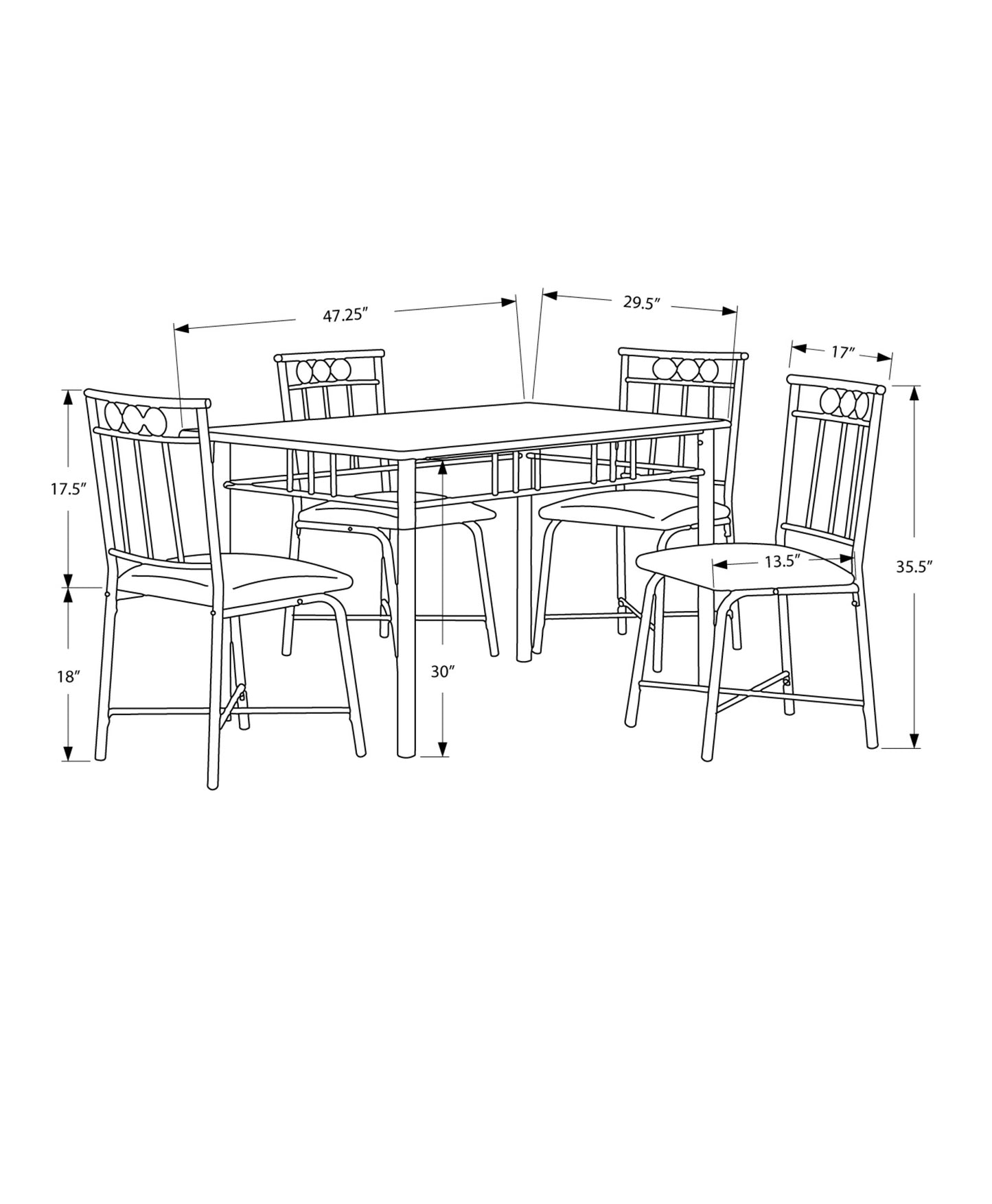 Cappuccino Microfiber Foam And Mdf 5Pcs Dining Set-332573