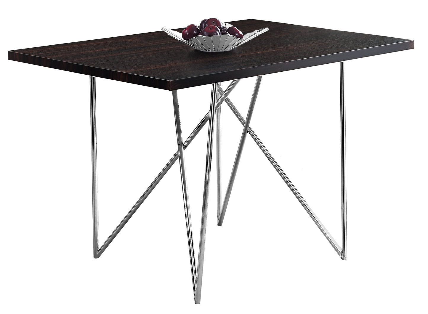Cappuccino Hollow Core Particle Board Metal Dining Table