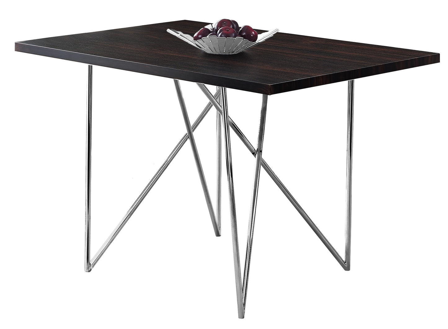 Cappuccino Hollow Core Particle Board Metal Dining Table