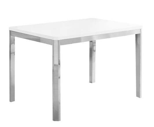 White Particle Board Metal Dining Table