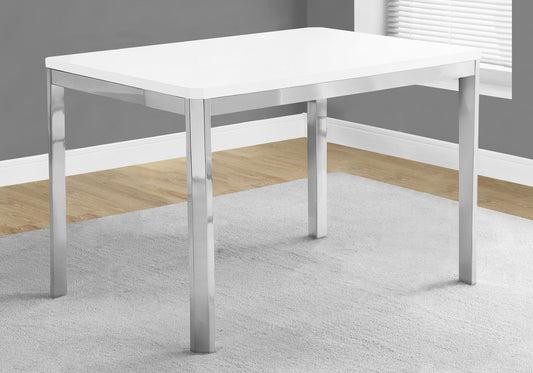 White Particle Board Metal Dining Table