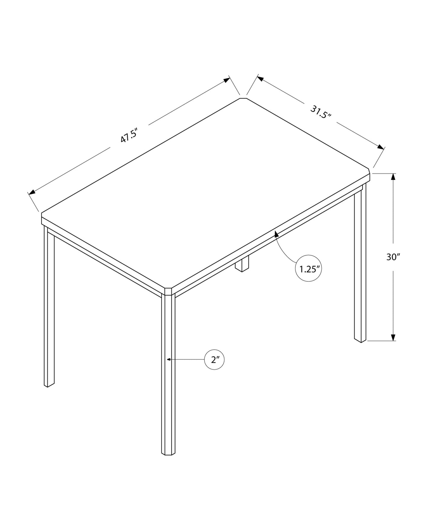 White Particle Board Metal Dining Table