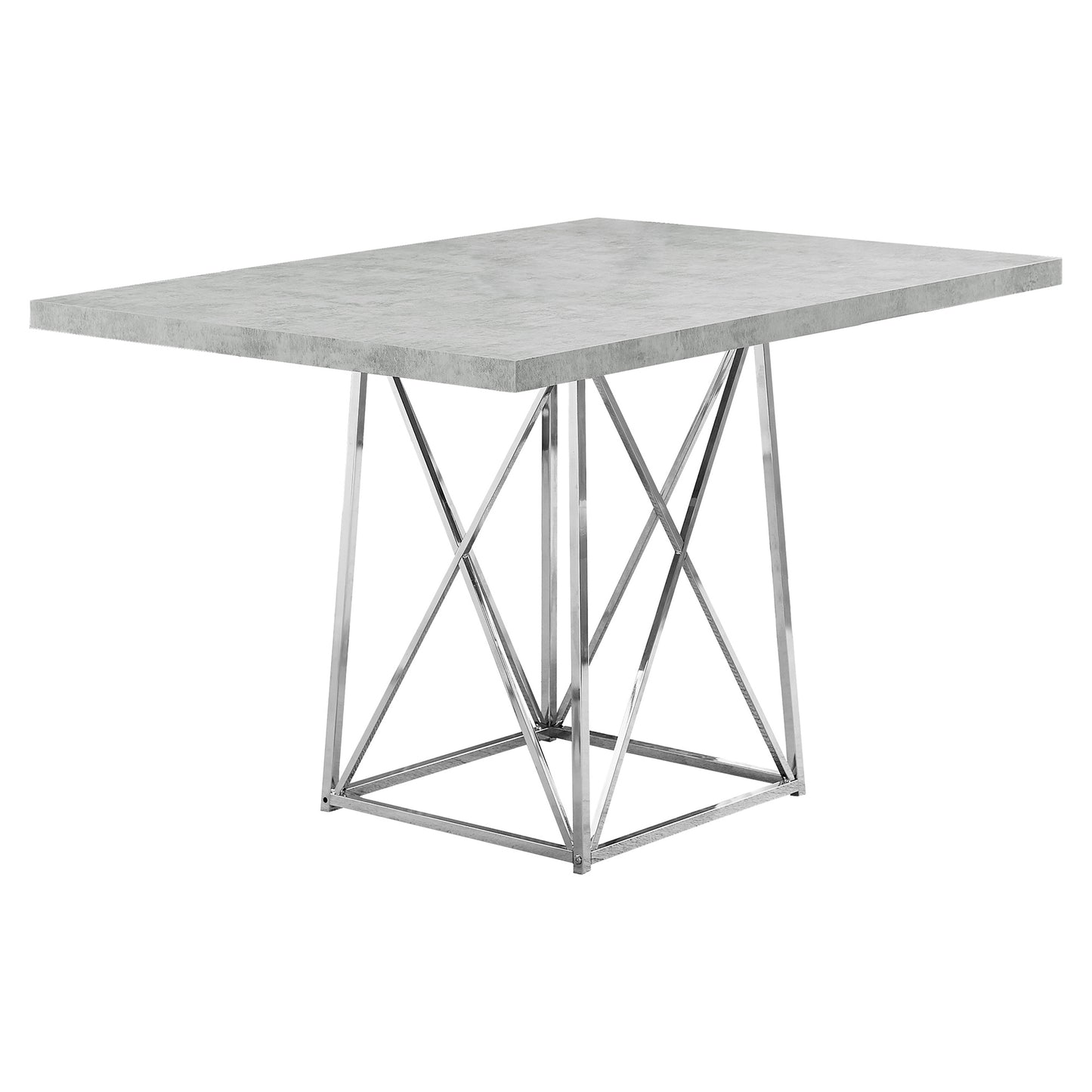 Grey Particle Board And Chrome Metal Dining Table-332583