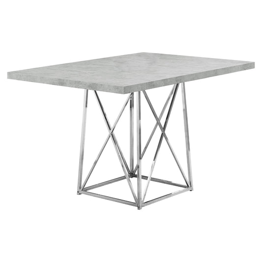 Grey Particle Board And Chrome Metal Dining Table-332583
