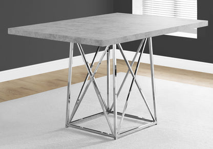 Grey Particle Board And Chrome Metal Dining Table-332583