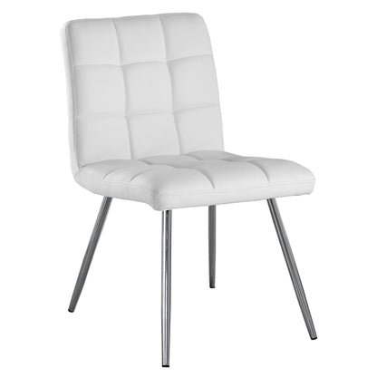 White Foam Metal Polyurethane Leather Look Dining Chairs 2Pcs- 332598