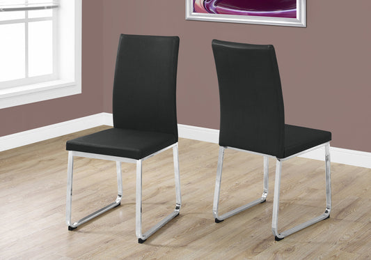 Two 39.5" Leather Look Foam And Chrome Metal Dining Chairs - 332609