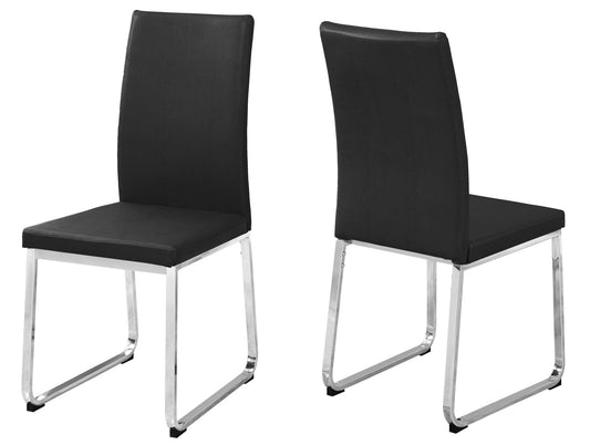 Two 39.5" Leather Look Foam And Chrome Metal Dining Chairs - 332609
