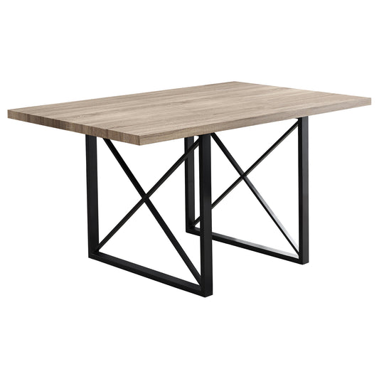 60" Dark Taupe And Black Rectangular Manufactured Wood And Metal Dining Table-332612