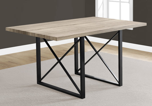 60" Dark Taupe And Black Rectangular Manufactured Wood And Metal Dining Table-332612